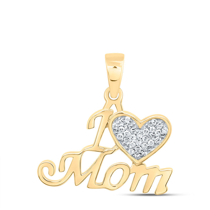 DIJE MOM ORO AMARILLO 10k DIAMANTE 1/12CTW | REGALO MAMÁ P1 