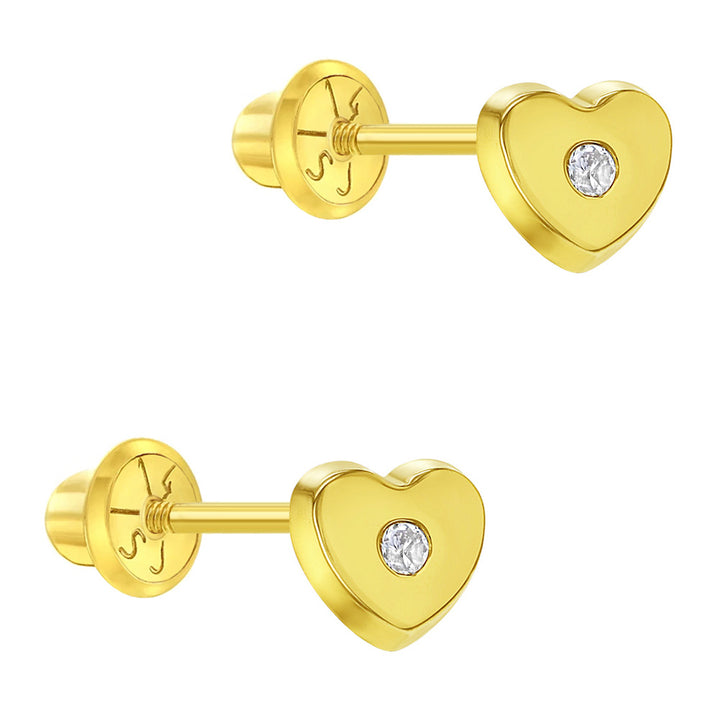 Aretes-en-forma-de-corazon-con-circonita-cubica-transparente-para-bebes-y-niñas-pequeñas-con-cierre-de-rosca-en-oro-amarillo-14k