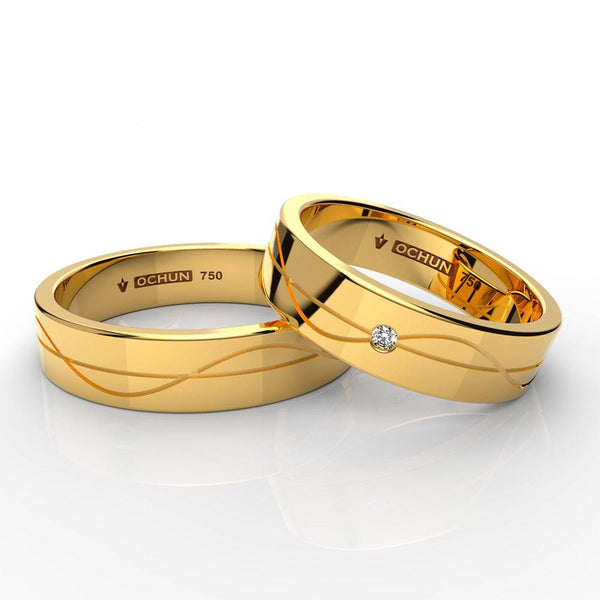Azyz - Anillos De Matrimonio Oro 18K - Ochun Joyeros - Ochun Joyeros